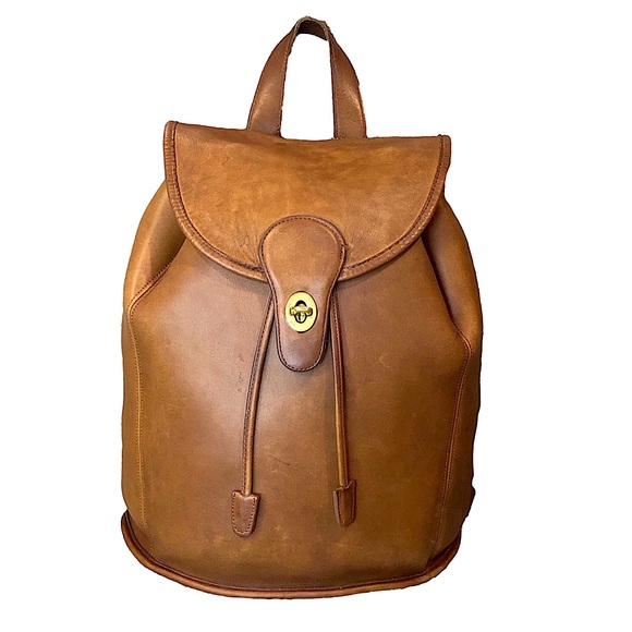 Vintage COACH British Tan Leather Weekend Backpack  Large Daypack 9943 NYC USA - Picture 1 of 15